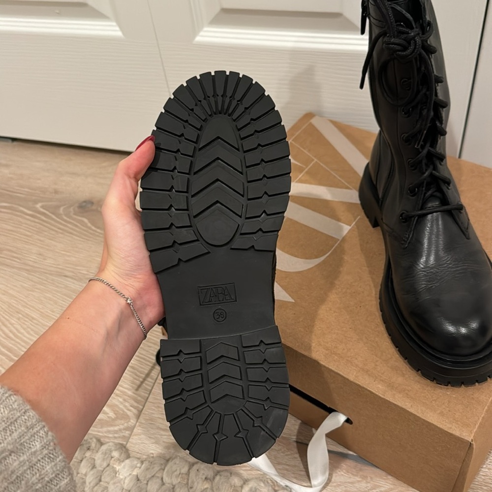 Zara Kids Black Combat Boots - Picture 3 of 4